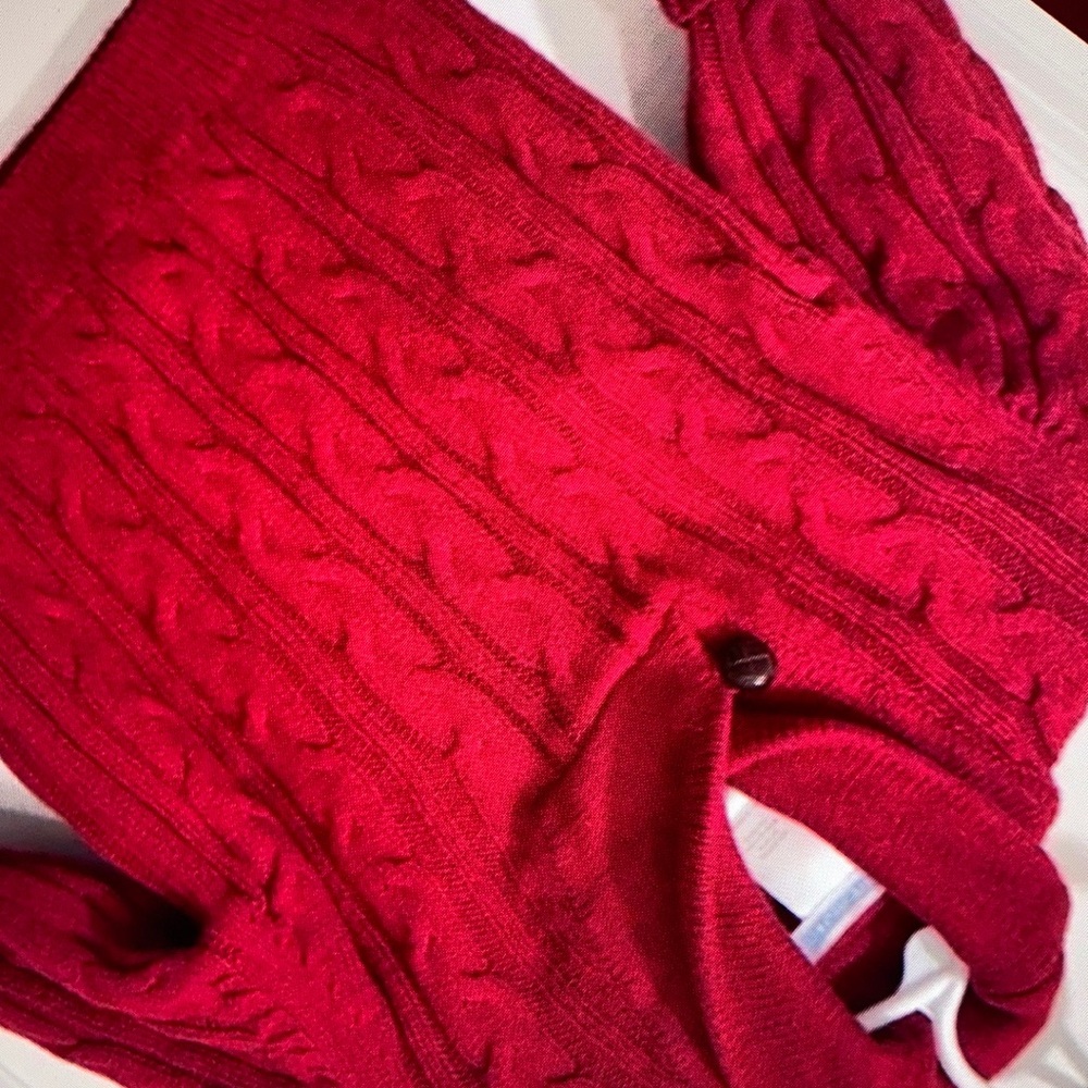 Button closure long sleeve cable knit shirt sweater